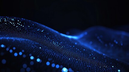 Abstract blue particle wave dynamic digital technology background