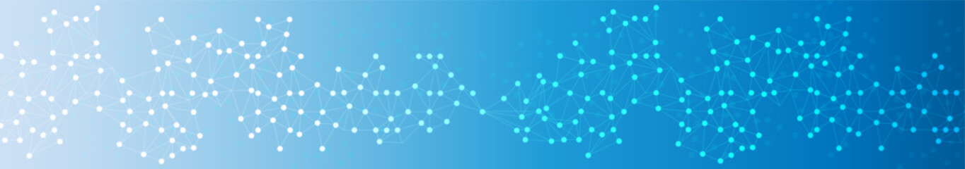 Wall Mural - blue digital network background with connected dots and lines for data connections, communication, a