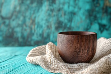 Poster - Wooden bowl resting on a textured surface.