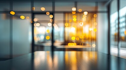 Dynamic business meeting setup modern office blurred background bright lighting professional atmosphere