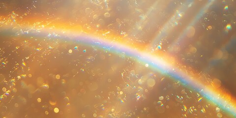 Wall Mural - tiny rainbow arcs refracting through overlapping peach curves