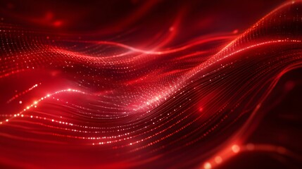 Wall Mural - red digital wave patterns in a dark background.