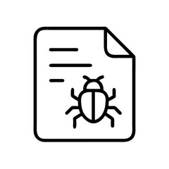 line icon of file/document with bug/virus symbol inside. use for cybersecurity alerts, it support, o