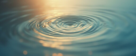 Aufkleber - Elegant Water Ripple Texture with Soft Golden Light - A Serene and Minimalist Close-Up