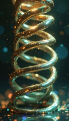 Poster - Ethereal Golden Spring: A Close-Up of a Sparkling, Metallic Coil with Dreamy Bokeh Effects