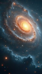 Poster - Cosmic Majesty: A Swirling Galaxy of Stars and Nebulae in Deep Space