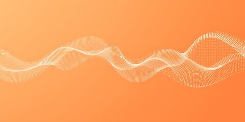 Wall Mural - elegant white dots forming a wavy curve on an orange gradient for creative designs