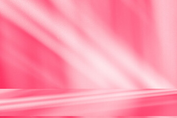 Fototapete - Wall interior background, studio and backdrops show products.with shadow from window color pink background for text insertion and presentation interior decoration	