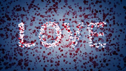 Wall Mural - love word with hearts decoration animation background.