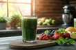 © Dragan - of fresh fruits and vegetables on wooden table showcasing appetizing smoothies and vitamin salads.