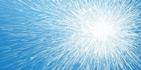Wall Mural - radiating firework in minimalist blue hand sketch, vector format.