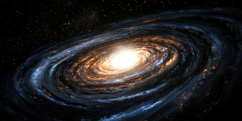 Wall Mural - swirling galaxy with vibrant arms and white burst at the center