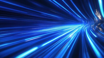 Poster - Abstract digital tunnel of blue light streaks