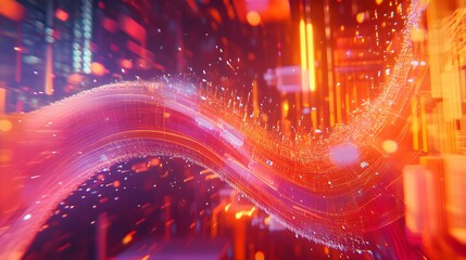 Wall Mural - abstract digital design with vibrant glowing lines.
