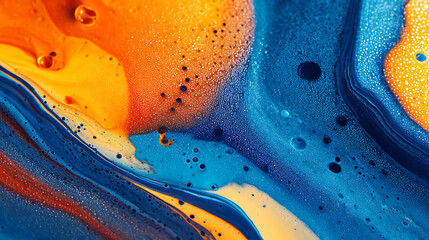 Poster - A close, up of a vibrant blue and orange background