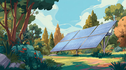Wall Mural - a photovoltaic system in the garden