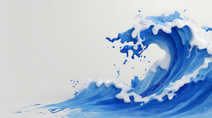 Poster - A white and blue wave with a white background