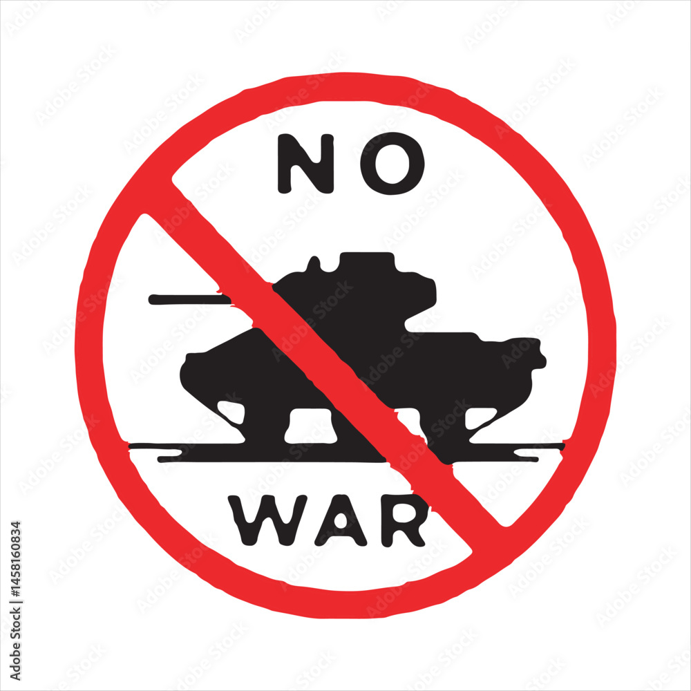 No War Stop Tank Icon,Anti War Vector Illustration,Say No to War ...
