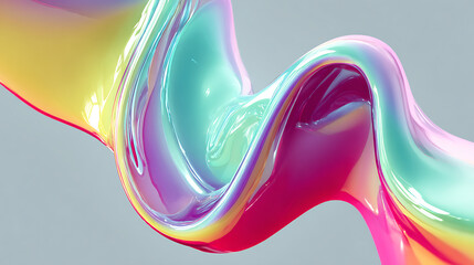 Aufkleber - Abstract liquid holographic gradient shape