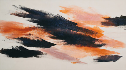 Aufkleber - Abstract modern art with orange paint strokes on canvas