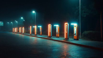 Aufkleber - Electric car charging stations at night