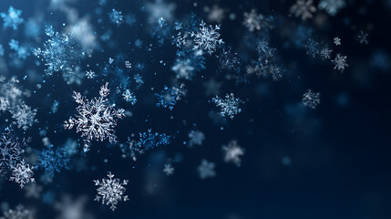 Poster - Falling snowflakes on a dark blue background