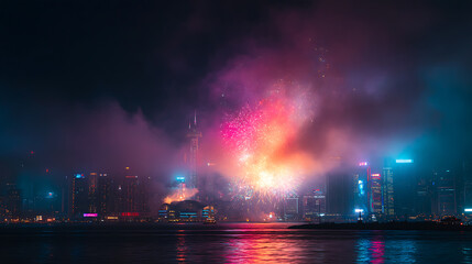 Aufkleber - Fireworks over the city