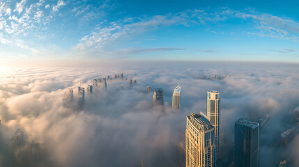 Aufkleber - Panorama top of clouds and skyscrapers above the clouds