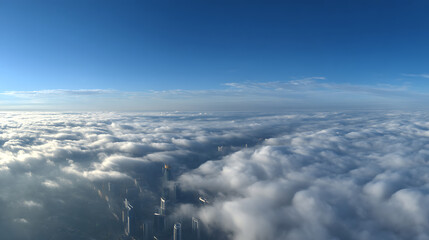 Aufkleber - Panorama top of clouds and skyscrapers above the clouds
