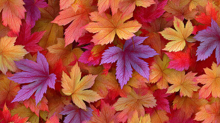 Poster - Colorful autumn fall leaves as seamless pattern background