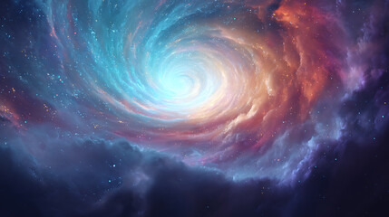 Fototapete - Space storm, abstract colorful nebula swirl, galaxy cosmos background wallpaper, science and astronomy, meteor explosion