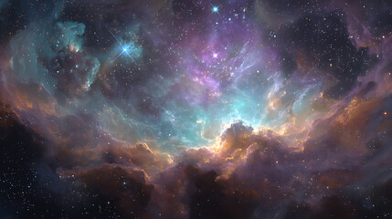 Poster - Colorful illustration of nebula in space as background wallpaper design
