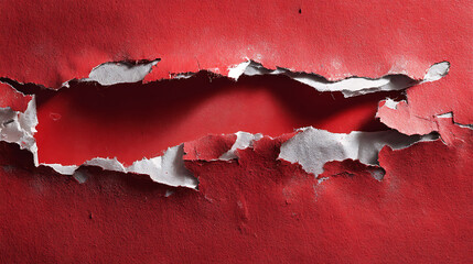 Aufkleber - Torn paper revealing red background