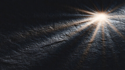Poster - Universal background for a presentation with a black textured wall and sun glare of light