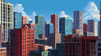 Poster - Urban city architecture background wallpaper illustration