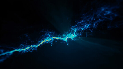 Wall Mural - abstract electric blue lightning thunderbolt striking a moody background, conveying ability and push