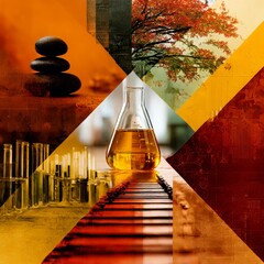 Aufkleber - Conceptual Science: Harmony of Nature, Experimentation, and Balance in a Fractured Visual Landscape