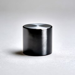 Aufkleber - Minimalist Still Life: Dark Metal Cylinder on Textured Gray Surface with Subtle Lighting and Shadows.