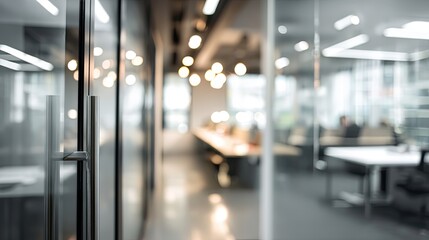 Dynamic office scene with blurred background modern workspace professional environment focused view