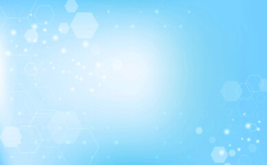 Wall Mural - Medical background. Abstract geometric futuristic background of hexagons, pattern of light blue shining background. Copy space