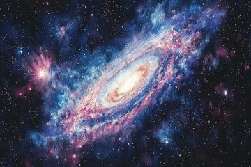 Wall Mural - Stunning Spiral Galaxy in Vibrant Colors against Dark Space Background