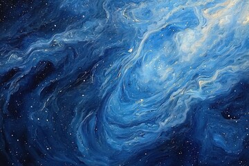 Wall Mural - Beautiful Deep Blue Abstract Swirling Galaxy with Stars