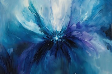 Wall Mural - Vibrant Abstract Blue Floral Artwork with Swirling Patterns