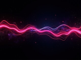 Wall Mural - neon Long red line with purple streaks and stars. The line is very long and it looks like it is moving