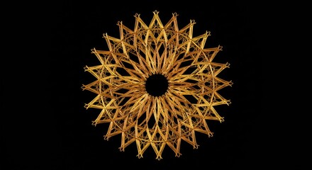 golden structure with geometric star pattern artwork