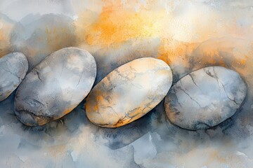 Poster - Smooth Natural Stones with Soft Colors and Abstract Texture Design