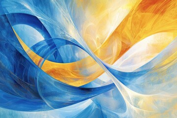 Wall Mural - Abstract Swirling Blue and Yellow Waves Creating Artistic Flow