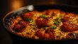 © claudunia - Deep dish half-pint pizza in a cast iron pan with liquified cheese.