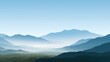 © KDG - Serene Blue Mountain Landscape: A Misty, Peaceful Panorama