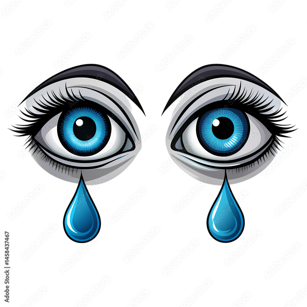 Sad Eyes Crying Blue Tears Emotional Clipart Graphics Stock Illustration |  Adobe Stock, image size:1000x1000